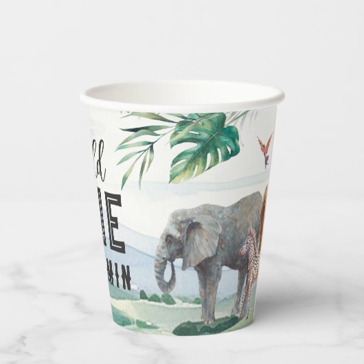 Wild One Safari Verjaardagspapier beker (Achterkant)