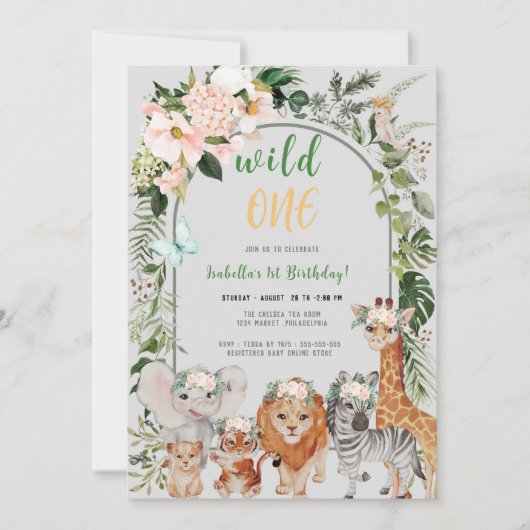 Wild One Safari verlaat verjaardagsuitnodiging Kaart (Voorkant)