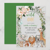 Wild One Safari verlaat verjaardagsuitnodiging Kaart (Voorkant / Achterkant)