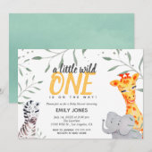 Wild One Safari Waterverf Baby shower Kaart (Voorkant / Achterkant)