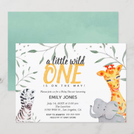 Wild One Safari Waterverf Baby shower Kaart