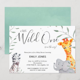 Wild One Safari Waterverf Baby shower Kaart
