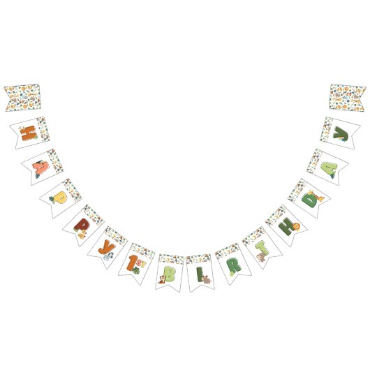 Wild One Safari Zoo Animal Birthday Party Vlaggetjes (Alle)