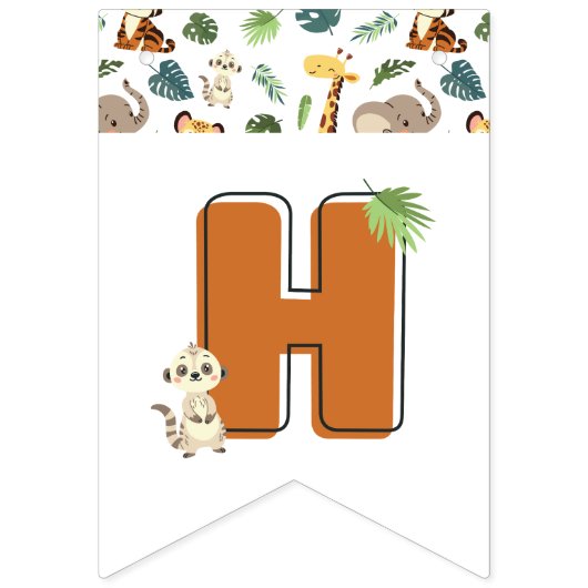 Wild One Safari Zoo Animal Birthday Party Vlaggetjes (Tweede vlag)