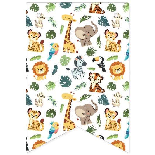 Wild One Safari Zoo Animal Birthday Party Vlaggetjes (Eerste vlag)