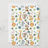 Wild One Safari Zoo Animal Verjaardagsfeest Elke L Kaart (Achterkant)