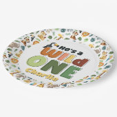 Wild One Safari Zoo Animal Verjaardagsfeestje Papieren Bordje (Gekanteld)