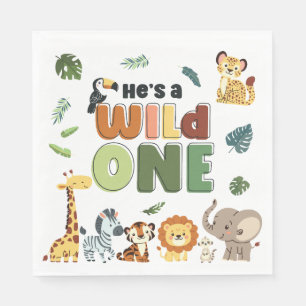 Wild One Safari Zoo Animal Verjaardagsfeestje Servet
