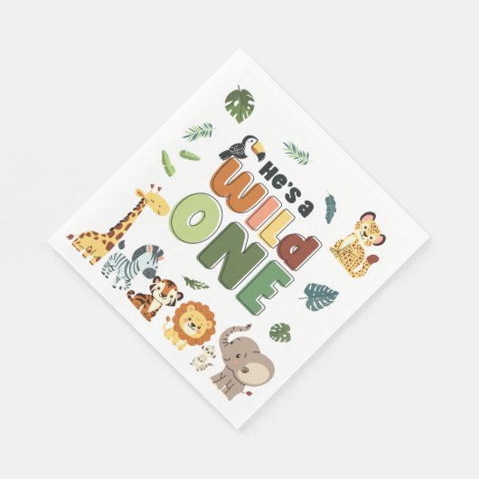 Wild One Safari Zoo Animal Verjaardagsfeestje Servet (Hoek)