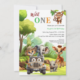 Wild One Schattig Jungle Dier Eerste Verjaardag Kaart