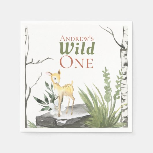 "Wild One" Schattige 1e verjaardag Waterverf Baby  Servet (Voorkant)