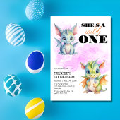 Wild One Schattige Baby Dragon Fantasy 1e Verjaard Kaart