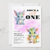 Wild One Schattige Baby Dragon Fantasy 1e Verjaard Kaart (Voorkant)