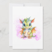 Wild One Schattige Baby Dragon Fantasy 1e Verjaard Kaart (Achterkant)