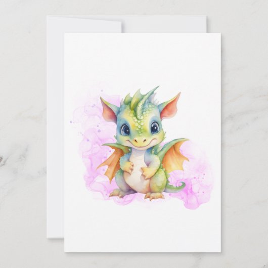 Wild One Schattige Baby Dragon Fantasy 1e Verjaard Kaart (Achterkant)