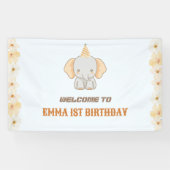 Wild One Schattige Elephant 1st Birthday Welcome S Spandoek (Horizontaal)