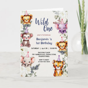 Wild One Schattige Flowers Animal Child's 1st Birt