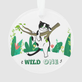 Wild One Schattige Kat gepersonaliseerd Afbeelding Ornament