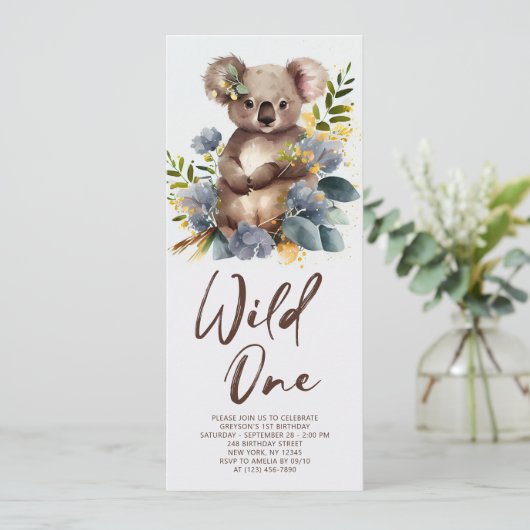 Wild One Schattige Koala 1e Verjaardagsfoto Dier Kaart (Staand voorkant)