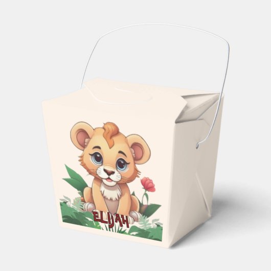 Wild One Schattige Lion Oerwoud Theme Bedankdoosjes (Voorkant Zijde)