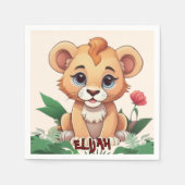 Wild One Schattige Lion Oerwoud Theme Servet (Voorkant)