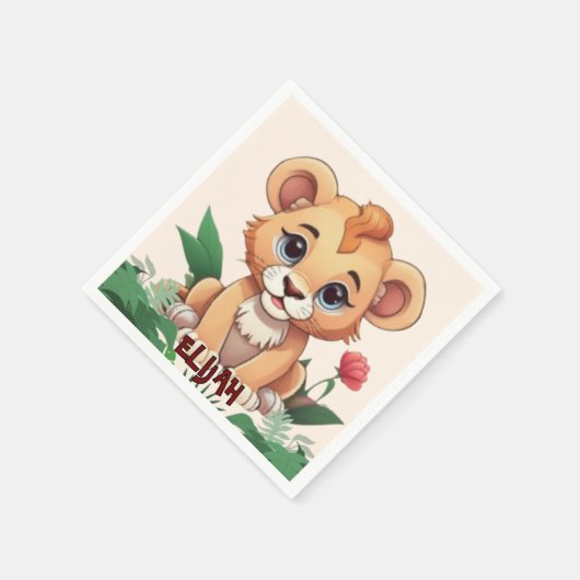 Wild One Schattige Lion Oerwoud Theme Servet (Hoek)
