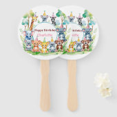 Wild One Schattige Oerwoud Animal Child's Birthday Handwaaier (Voorkant en achterkant)