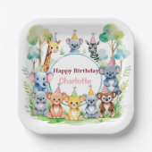 Wild One Schattige Oerwoud Animal Child's Birthday Papieren Bordje (Voorkant)