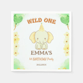 Wild One Schattige Olifant 1e Verjaardag Servet