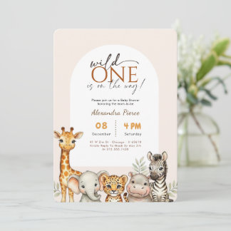 Wild One Schattige Safari Dieren Baby Shower Kaart