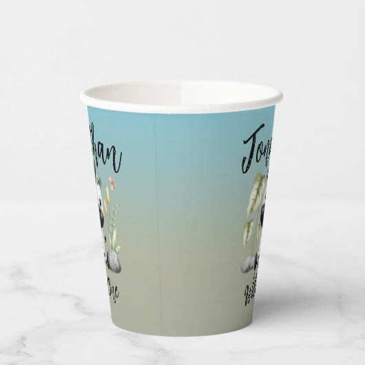 Wild One Schattige Safari Zebra 1e Verjaardag Papieren Bekers (Links)