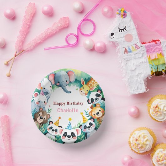 Wild One Schattigee Oerwoud Dieren Verjaardag van  Papieren Kommen (Feest)