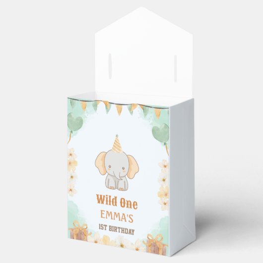 Wild One Schattigee olifant 1e verjaardag Bedankdoosjes (Geopend)