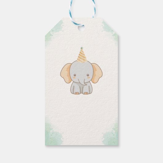 Wild One Schattigee olifant 1e verjaardag Cadeaulabel (Achterkant)