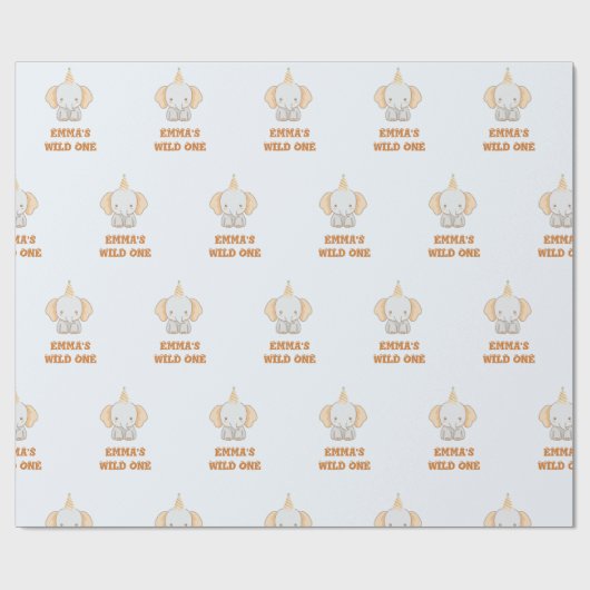 Wild One Schattigee olifant 1e verjaardag Cadeaupapier (Vlak)