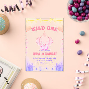 Wild One Schattigee olifant 1e verjaardag Uitnodig Acryl Uitnodigingen