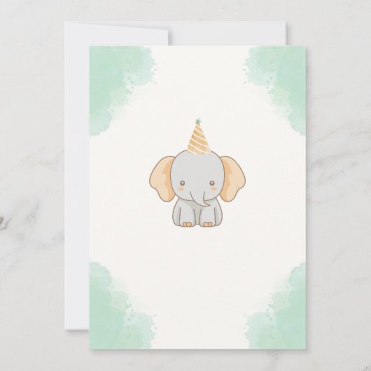 Wild One Schattigee olifant 1e verjaardag Uitnodig Kaart (Achterkant)