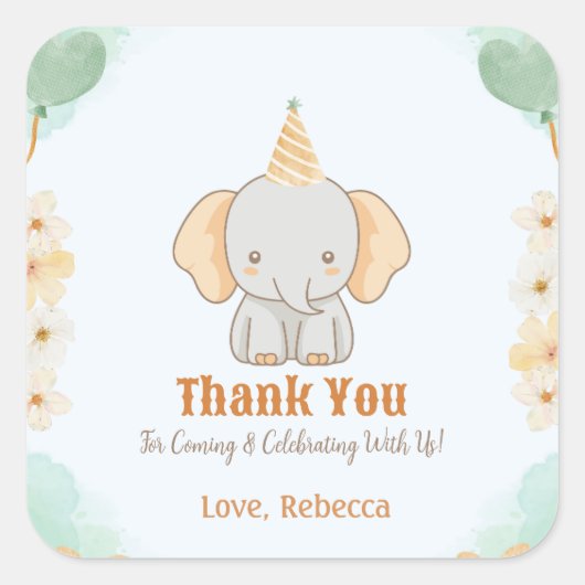 Wild One Schattigee olifant 1e verjaardag Vierkante Sticker (Voorkant)