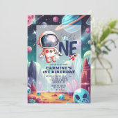 Wild One Space Alien Astronaut 1e Verjaardag Kaart (Staand voorkant)