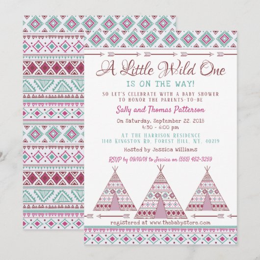 "Wild One"-stammenBaby shower Kaart (Voorkant / Achterkant)
