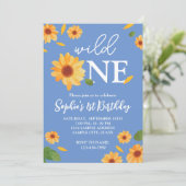 Wild One Sunflower - uitnodiging van de Birthday P (Staand voorkant)