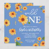 Wild One Sunflower - uitnodiging van de Birthday P (Voorkant / Achterkant)