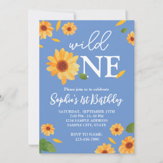 Wild One Sunflower - uitnodiging van de Birthday P