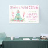 Wild One TeePee 1e verjaardag verjaardagsbanner Spandoek (Beurs)