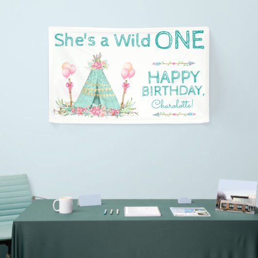 Wild One TeePee 1st Birthday Banner (Beurs)