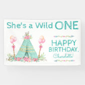Wild One TeePee 1st Birthday Banner (Horizontaal)