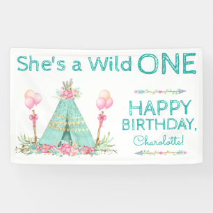 Wild One TeePee 1st Birthday Banner