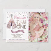 Wild One Teepee Birthday Invitation Kaart (Voorkant)