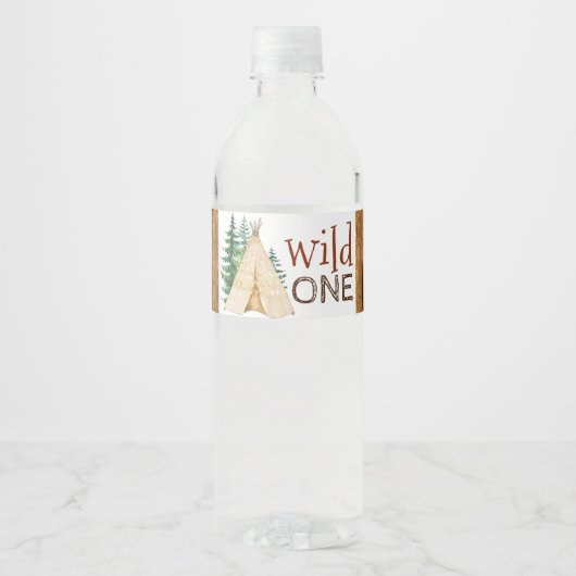 Wild One Teepee Tribale Waterfleslabels Waterfles Etiket (Voorkant)