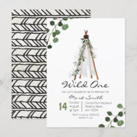 Wild One Tepee eerste verjaardag uitnodiging